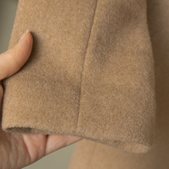 J. Crew City Coat High Neck Tan Beige Wool Minimal Quite Luxury Cocoon Jacket - Picture 12 of 14